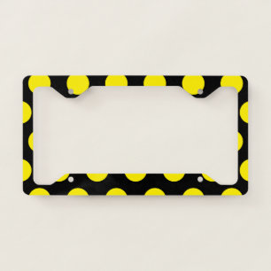 Yellow Circles on Black Background License Plate Frame