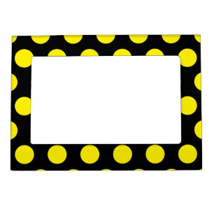 Yellow Circles on Black Background Magnetic Frame