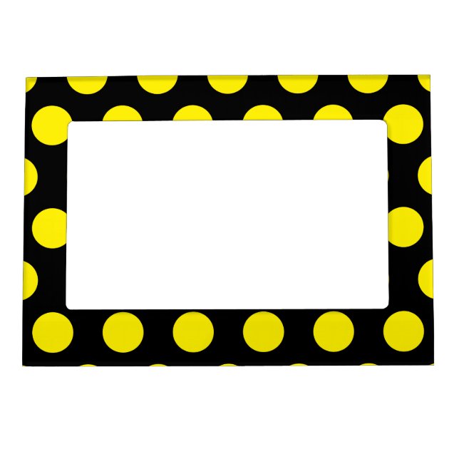 Yellow Circles on Black Background Magnetic Frame (Front)