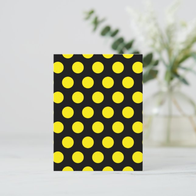 Yellow Circles on Black Background Postcard (Standing Front)