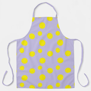 Yellow circles on purple pattern apron