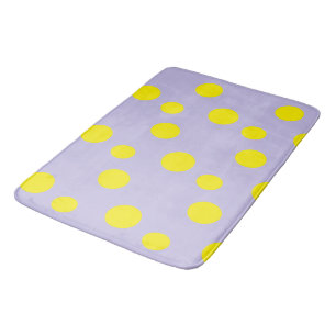 Yellow circles on purple pattern bath mat