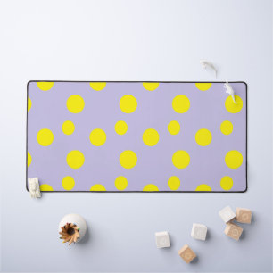 Yellow circles on purple pattern desk mat