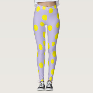 Yellow circles on purple pattern leggings