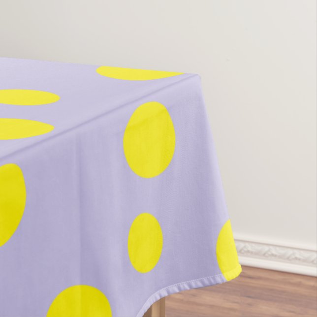 Yellow circles on purple pattern tablecloth (In Situ)