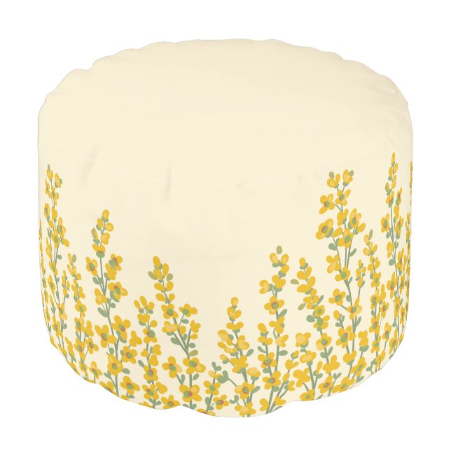Yellow Citrine Flowers  Pouf (Angled Front)