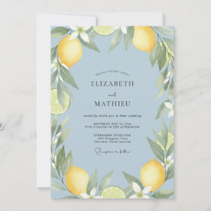Yellow Citrus Eucalyptus Wedding Invitation