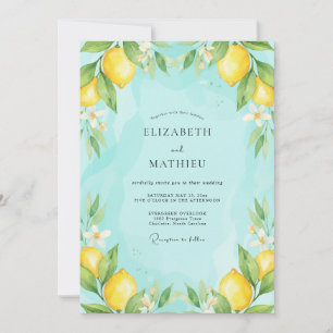 Yellow Citrus Floral Breeze Wedding Invitation