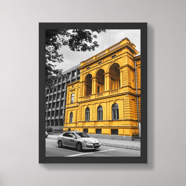 Yellow City Building Minimalist Photography Framed Art (Framed Front)