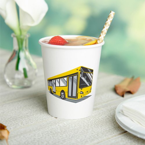 Yellow City Bus Paper Cups