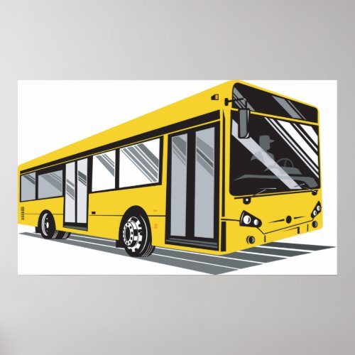 Yellow City Bus Poster