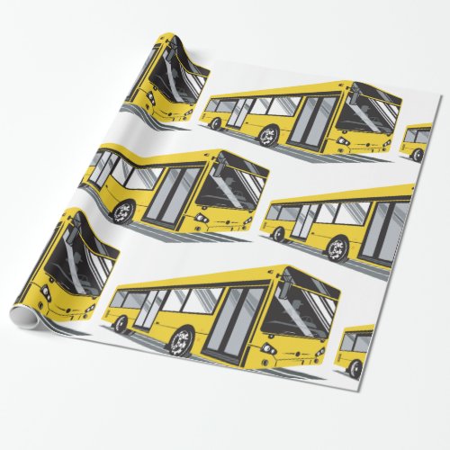 Yellow City Bus Wrapping Paper