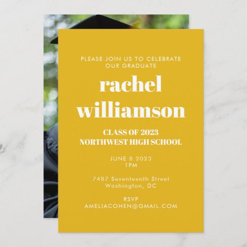 Yellow Class of 2024 Photo Graduation Party Invitation