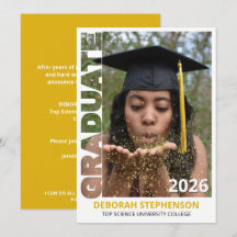 Yellow Class of 2026 Photo Graduation Announcement