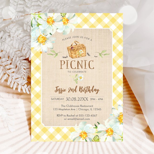 Yellow Classic Picnic Birthday Invitation (Creator Uploaded)