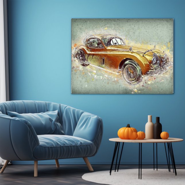 Yellow Classic Sports Car Timeless Automobile Art Poster (Creator Uploaded)