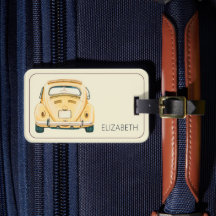 Yellow Classic Vintage Buggy Bug Car Personalized