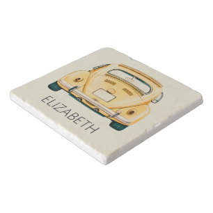 Yellow Classic Vintage Buggy Bug Car Personalized Trivet