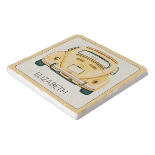 Yellow Classic Vintage Buggy Bug Car Personalized Trivet