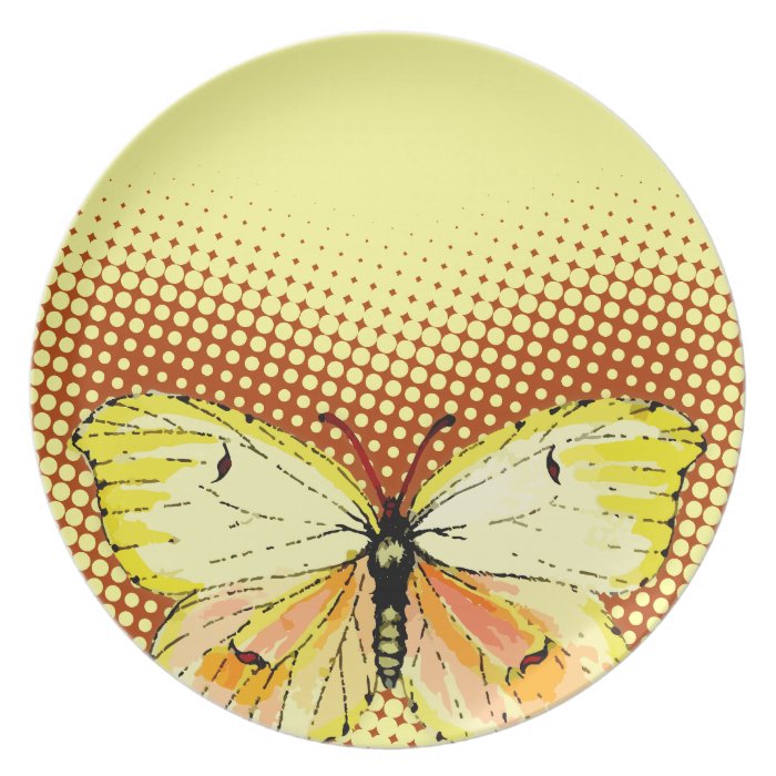Yellow Cleopatra Butterfly on Dots Plates