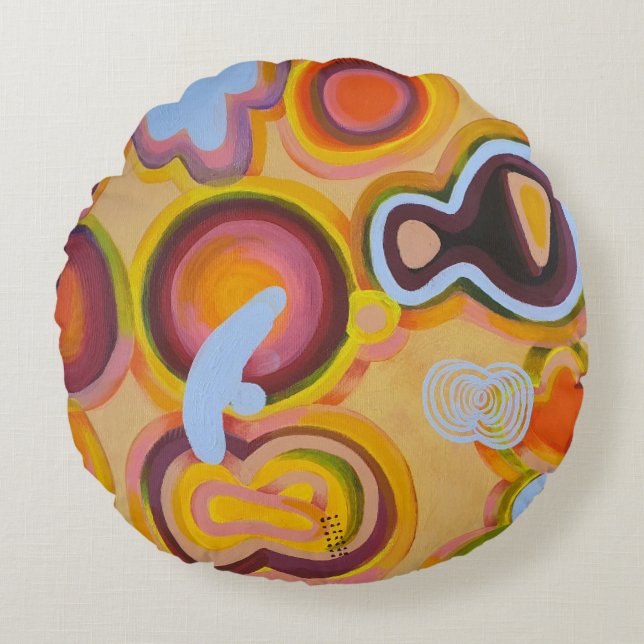 yellow clock round pillow (Front)