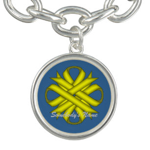 Yellow Clover Ribbon by Kenneth Yoncich Charm Bracelet