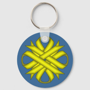 Yellow Clover Ribbon by Kenneth Yoncich Keychain