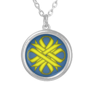 Yellow Clover Ribbon by Kenneth Yoncich Silver Plated Necklace