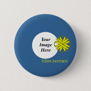 Yellow Clover Ribbon Template by Kenneth Yoncich Pinback Button