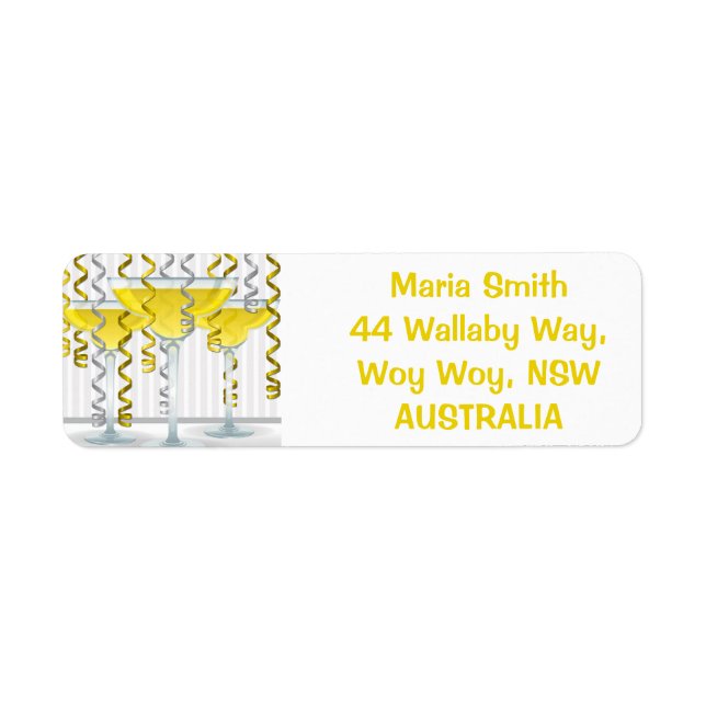 Yellow cocktail and ribbon label (Front)