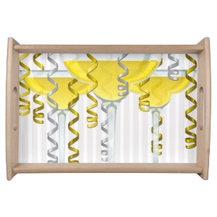Yellow cocktail and ribbon serving tray
