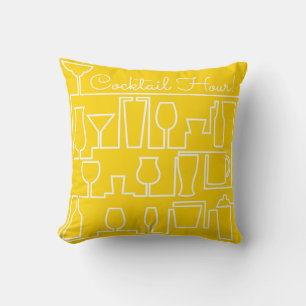 Yellow cocktail party throw pillow