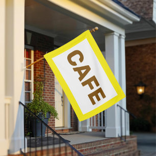 Yellow & Coffee Cafe Business Banner Custom House Flag