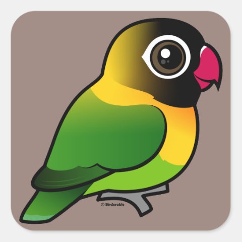 Cute Birdorable Yellow-collared Lovebird Square Sticker