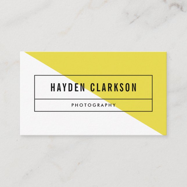 Yellow Color Block Modern Business Card (Front)