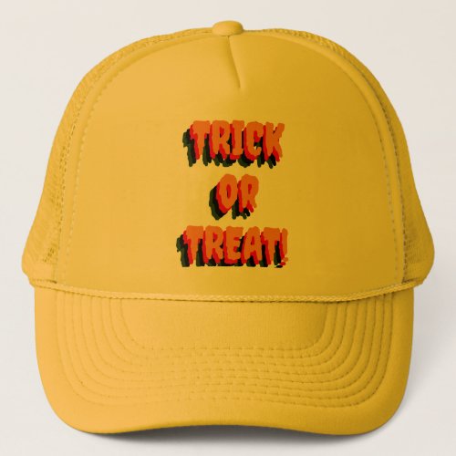 Yellow color cap with halloween Trick or Treat