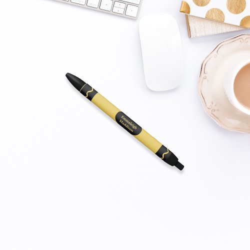 Yellow Color Crayon Wrap Monogram Black Ink Pen
