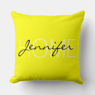 Yellow color home monogram throw pillow