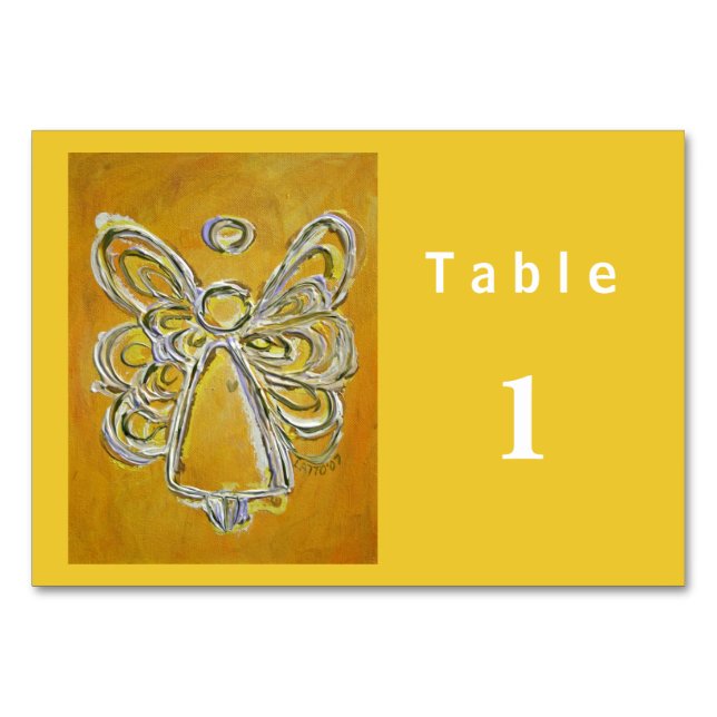 Yellow Color Series Angel Custom Table Cards (Front)