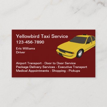 Yellow Color Taxi Car Service Business Card by Luckyturtle at Zazzle
