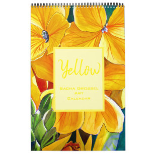 Yellow color watercolor art calendar Sacha Grossel