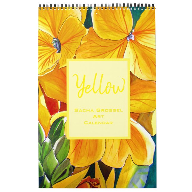 Yellow color watercolor art calendar Sacha Grossel (Cover)