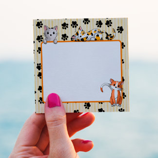 Yellow color with paws cute kittens 3" x 3" post-it notes