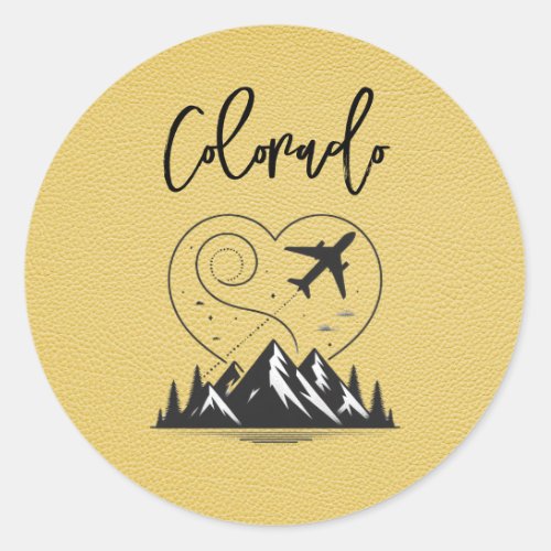 Yellow Colorado Passport  Classic Round Sticker