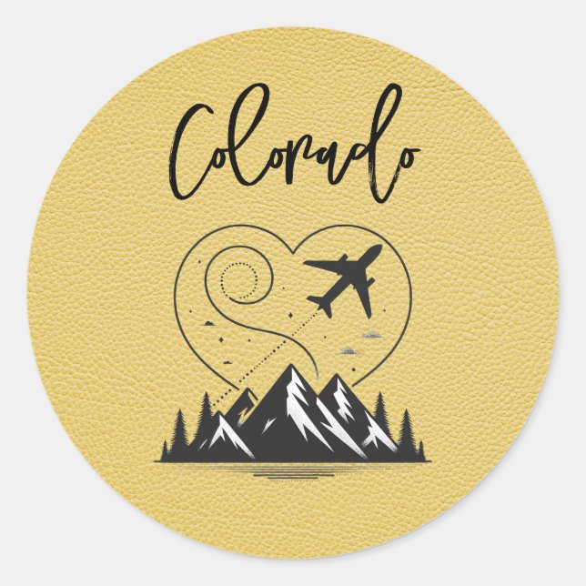 Yellow Colorado Passport  Classic Round Sticker (Front)