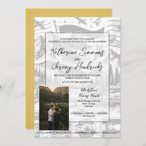 Yellow Colorado Passport Wedding Invitation