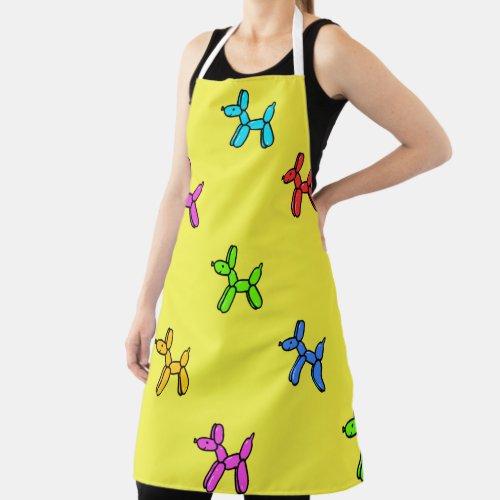 Yellow Colorful Balloon Dogs Apron