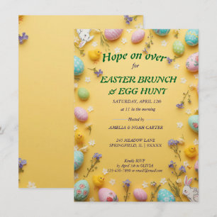 Yellow colorful  Easter BRUNCH & HUNT Invitation