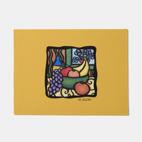 Yellow Colorful Fruit Bowl Kitchen Doormat