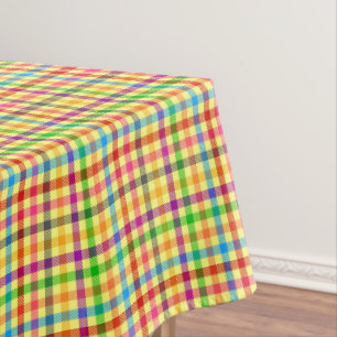 Yellow Colorful Gingham Plaid Pattern Tablecloth